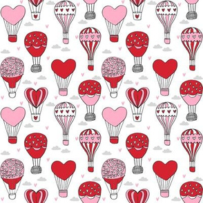 SMALL  - valentines hot air balloon // cute hearts balloons fabric nursery baby white red