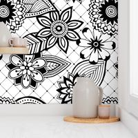 Black and White Floral - large