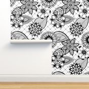 Black and White Floral - large