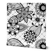 Black and White Floral - large