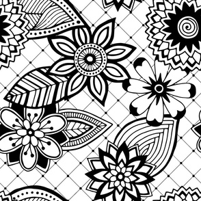 Black and White Floral - large