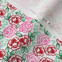 SMALL - valentines roses // pink and red roses fabric red rose fabric valentines fabrics girls floral fabric cute roses florals