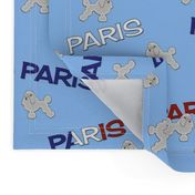 French Poodles and Paris on Sky Blue