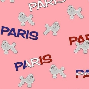 French Poodles and Paris on Pink