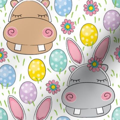 jumbo easter bunny hippos on white