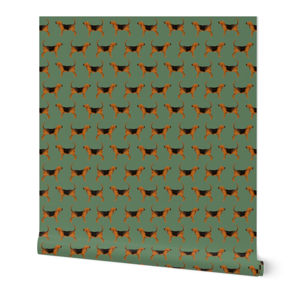 LARGE - bloodhound fabric simple dog design - med green