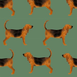 LARGE - bloodhound fabric simple dog design - med green