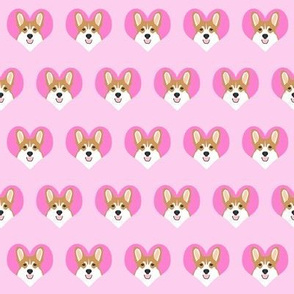 love corgis fabric - love dog, dog love design, cute dog, corgi, corgis, pet, hearts, pink hearts