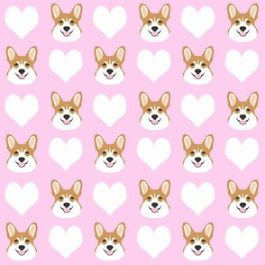 valentines love corgi - valentines fabric, dog valentines, dog love, love, hearts, dog, dogs, corgis, corgi fabric