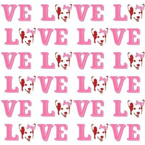 valentines love text, corgi love fabric, dog love fabric, love fabric, valentines dog design - pink