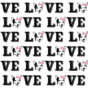 valentines love text, corgi love fabric, dog love fabric, love fabric, valentines dog design -  black