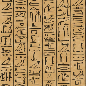 Egyptian Hieroglyphics Jumbo Scale in Black on a papyrus background