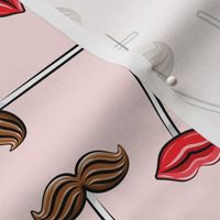 Mustache & lips kisses lollipops - valentines candy suckers - pink