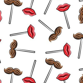 Mustache & lips kisses lollipops - valentines candy suckers - OG