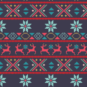 Fair Isle Blue and Red