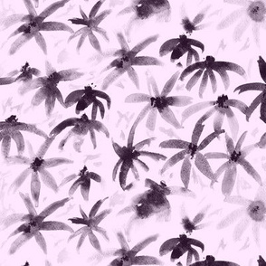 Dramatic camomiles || watercolor block print floral pattern on pink