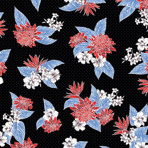 Virginia Floral - Black/Red/Blue