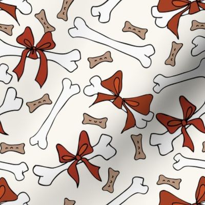 Dog Bones with Bows - Cinnamon, Olde Red, H White