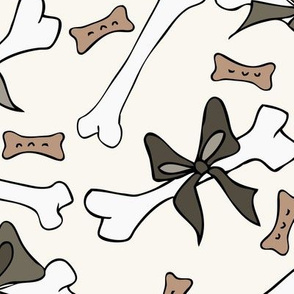 Dog Bones with Bow - Large - Clay, H White