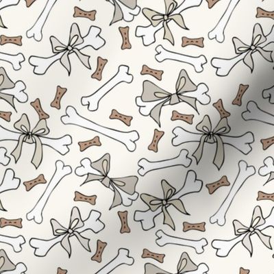 Dog Bones with Bows - Small - Neutral, H White