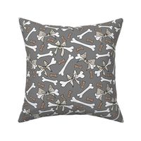 Dog Bones with Bows - Neutral, Grey