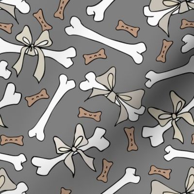 Dog Bones with Bows - Neutral, Grey