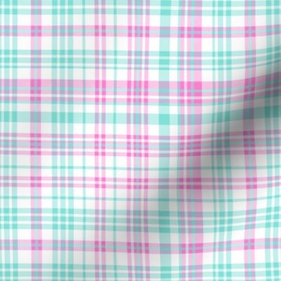 valentines plaid fabric, valentines day fabric, sweet pastel plaid, pink plaid, purple plaid, girls plaid, girls buffalo check, plaid pattern - candy mint and bubblegum