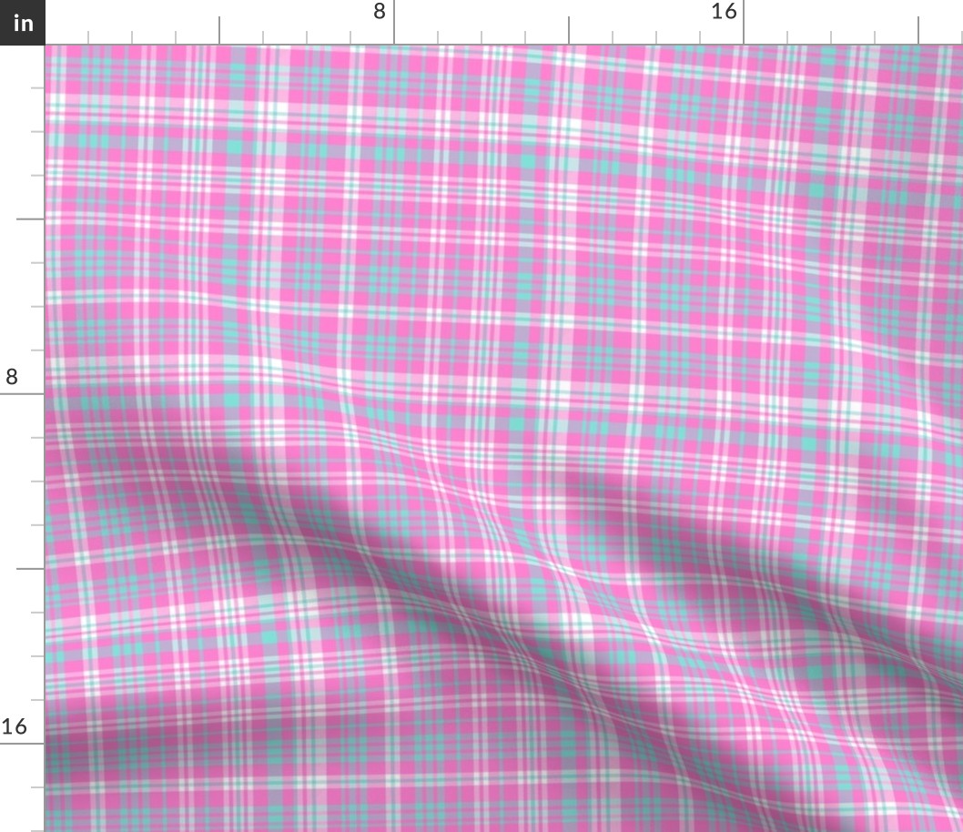 valentines plaid fabric, valentines day fabric, sweet pastel plaid, pink plaid, purple plaid, girls plaid, girls buffalo check, plaid pattern - bubble gum candy plaid