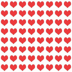 1 inch heart valentines fabric - valentines day, valentines fabric, heart, hearts, heart fabric, - bright red