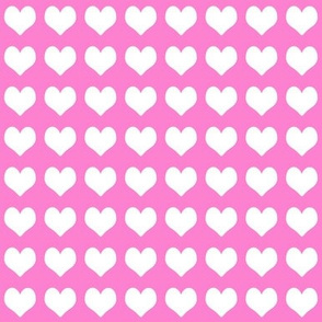1 inch heart valentines fabric - valentines day, valentines fabric, heart, hearts, heart fabric, - bubblegum and white