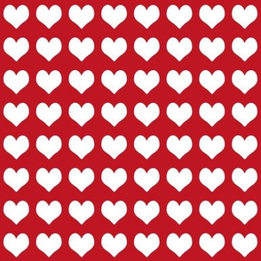 1 inch heart valentines fabric - valentines day, valentines fabric, heart, hearts, heart fabric, - cherry and white