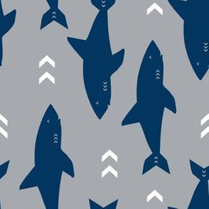 shark navy and grey fabric fish sharks navy fabric