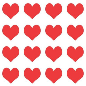 2 inch heart valentines fabric - valentines day, valentines fabric, heart, hearts, heart fabric, - bright red