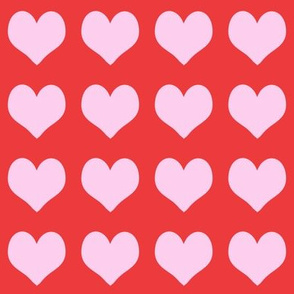 2 inch heart valentines fabric - valentines day, valentines fabric, heart, hearts, heart fabric, - bright red and pastel