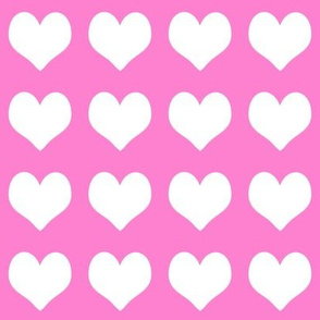 2 inch heart valentines fabric - valentines day, valentines fabric, heart, hearts, heart fabric, - bubblegum and white