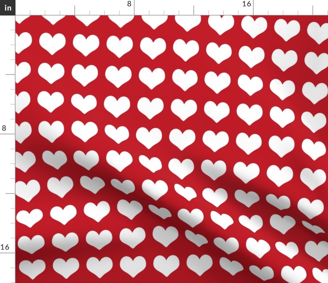 2 inch heart valentines fabric - valentines day, valentines fabric, heart, hearts, heart fabric, - cherry and white