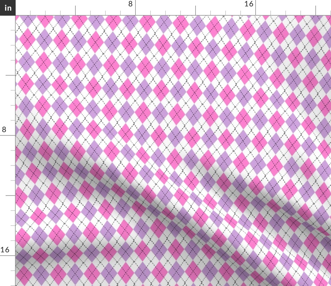 argyle fabric - valentines day fabric, valentines day argyle, girls preppy fabric, preppy argyle, - pink and purple