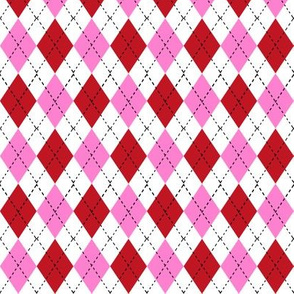 argyle fabric - valentines day fabric, valentines day argyle, girls preppy fabric, preppy argyle, -  bubblegum and cherry