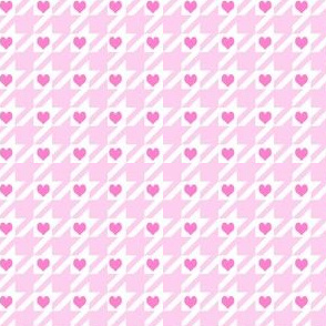 houndstooth and hearts fabric - valentines day fabric, valentines fabric, cute valentines fabric, pink fabric - pastel pink and bubblegum