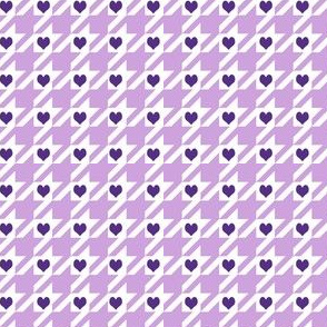 houndstooth and hearts fabric - valentines day fabric, valentines fabric, cute valentines fabric, pink fabric - dark violet hearts