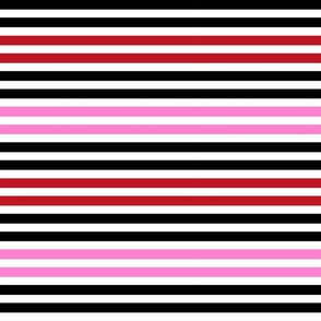 valentines candy stripes - stripe fabric, stripes fabric, candy stripes, bright stripes, pink stripes -  pink, red, black