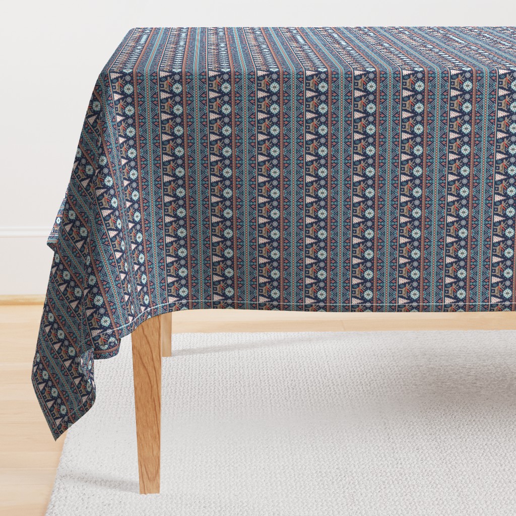 Festive Fair Isle - Navy Blue Small Scale