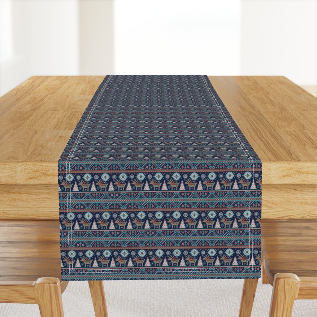 Festive Fair Isle - Navy Blue Small Scale