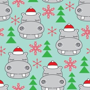 hippos-with-santa-hats-on-teal