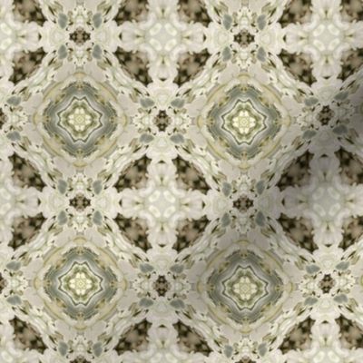 18-02k Victorian Gray Olive Cream Abstract Geometric Floral