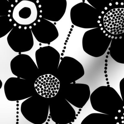 black and white jumbo flowers