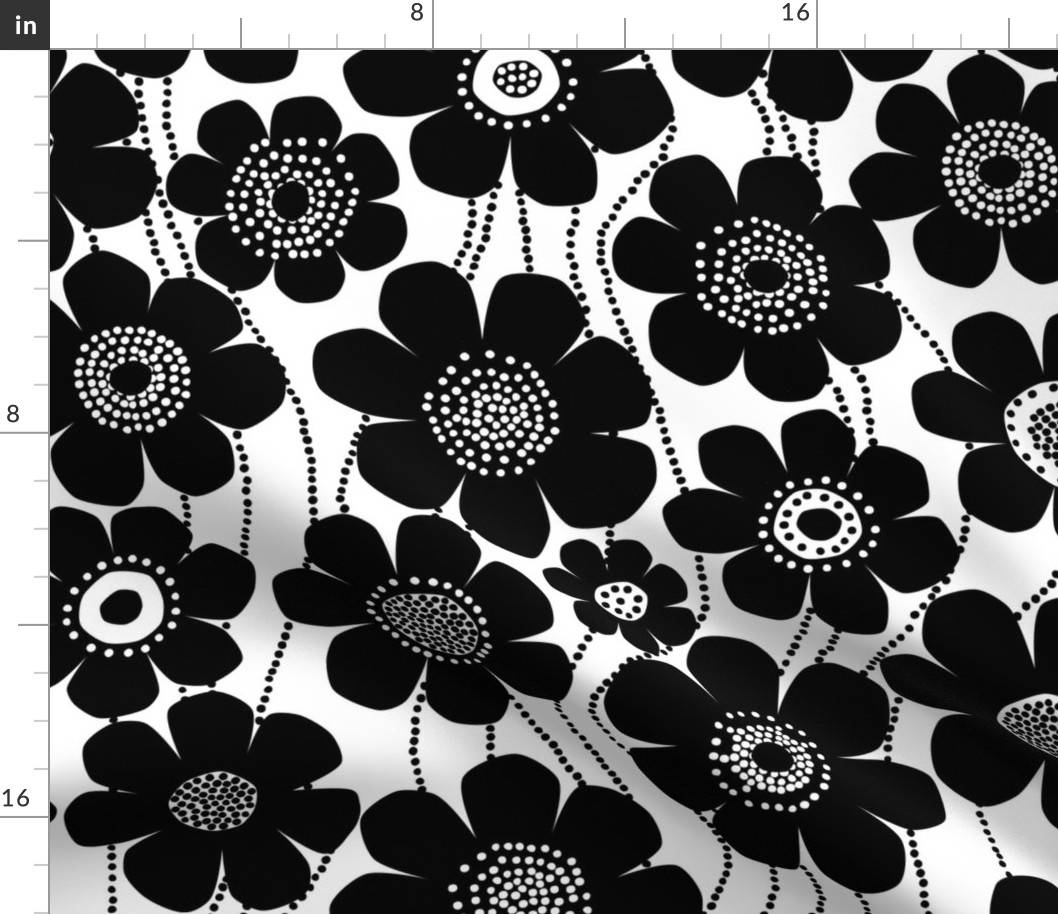 black and white jumbo flowers