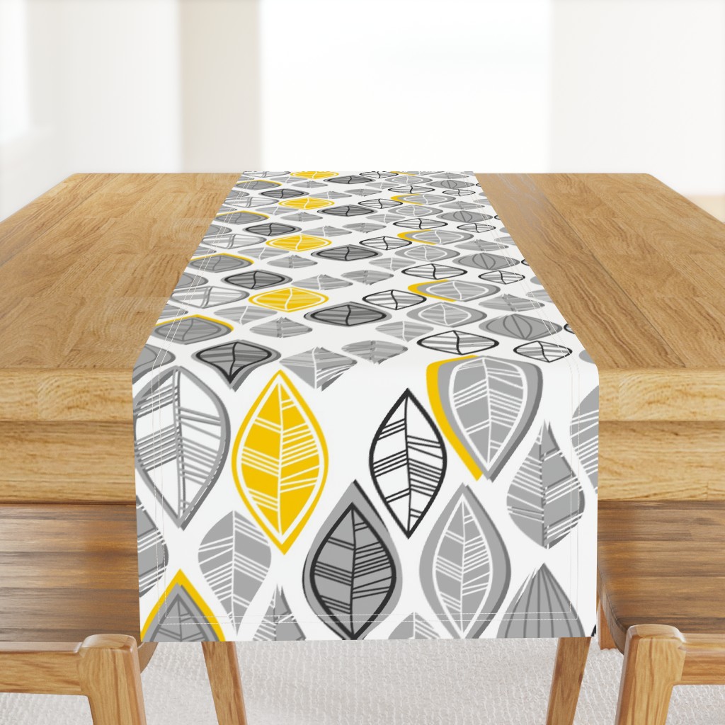 gray retro leaves with yellow touch vertical on white