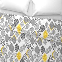 gray retro leaves with yellow touch vertical on white