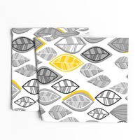 gray retro leaves with yellow touch vertical on white